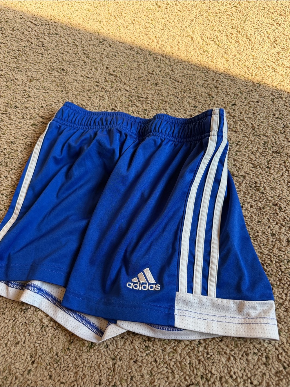 adidas Women's Royal Blue Athletic Shorts with White Stripes
